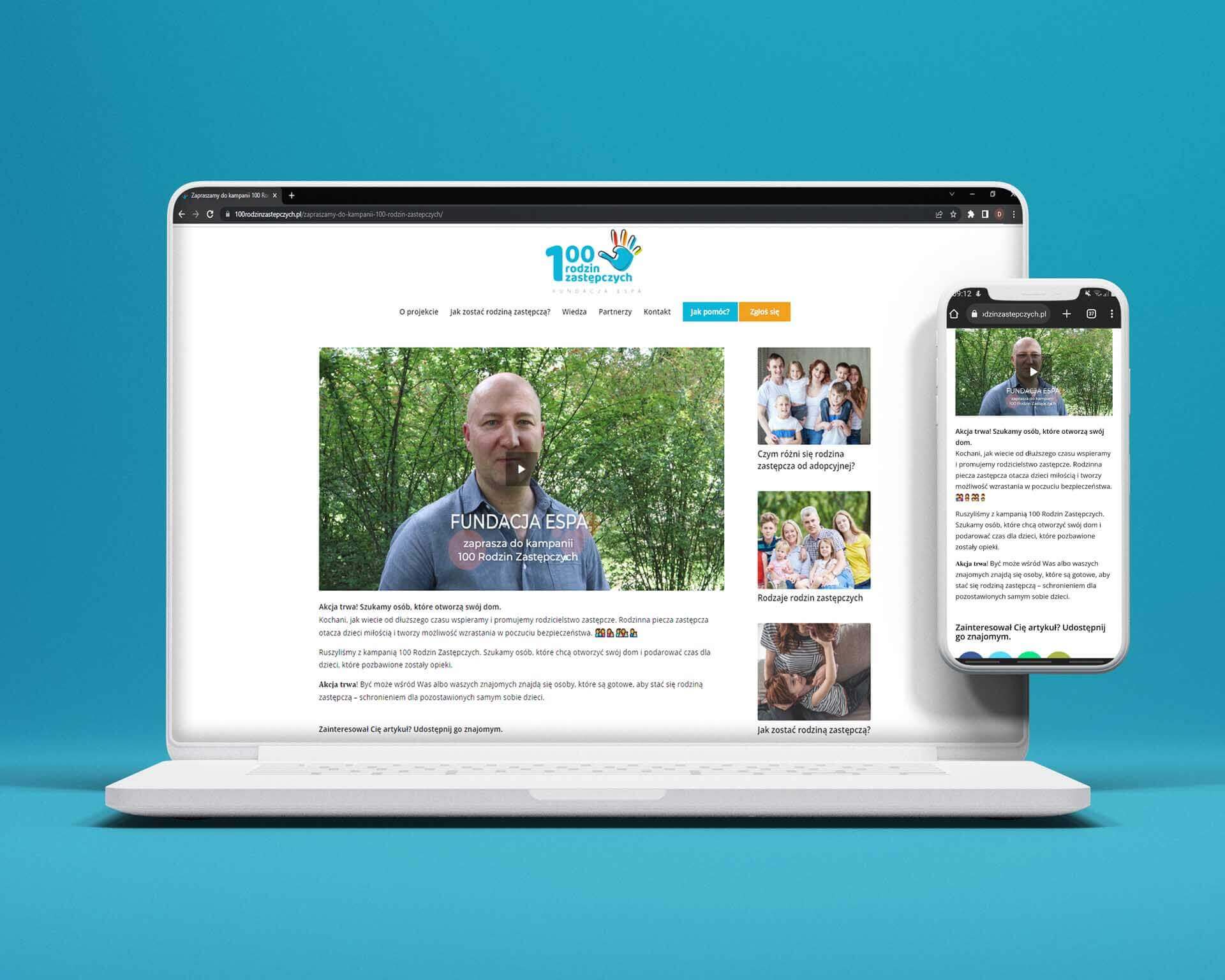 100 Rodzin Zastępczych - strona WordPress